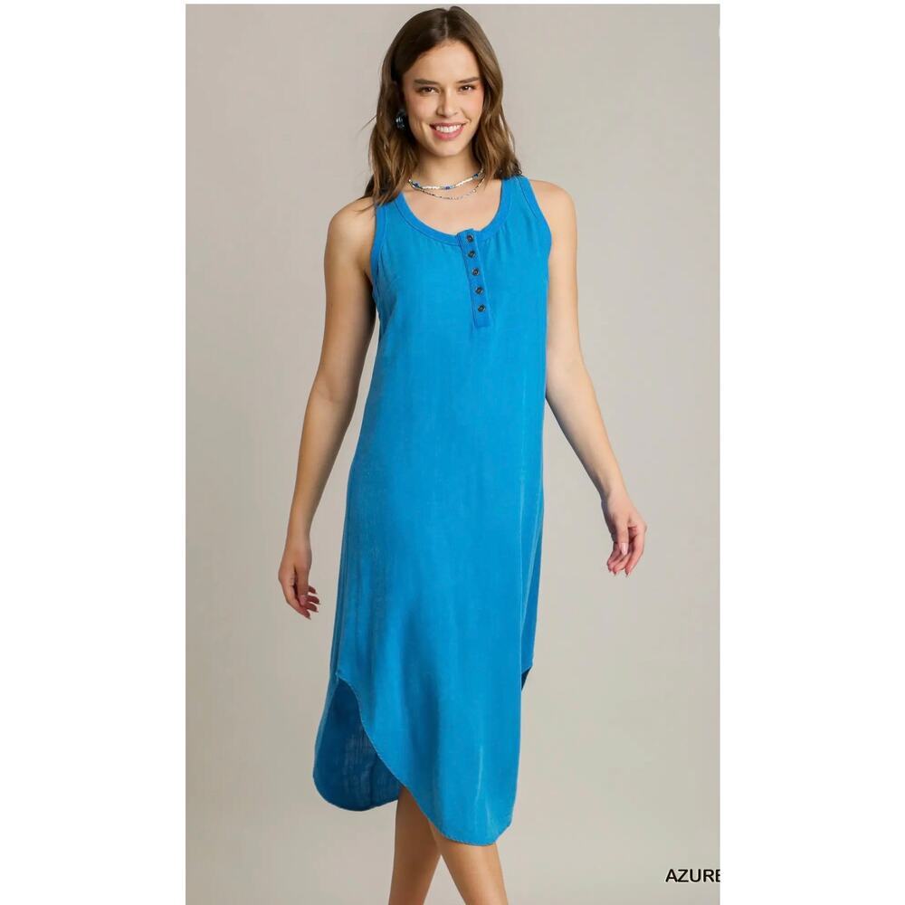Umgee - Mineral Wash High Low Hem Midi Dress - Medium